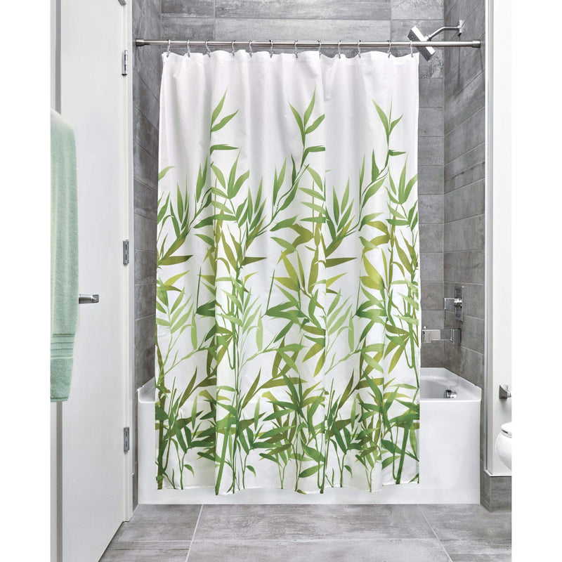 iDesign Anzu Fabric Shower Curtain, Water-Repellent Bath Liner for Kids', Guest, College Dorm, Master Bathroom, 72" x 72", Green Standard - NewNest Australia