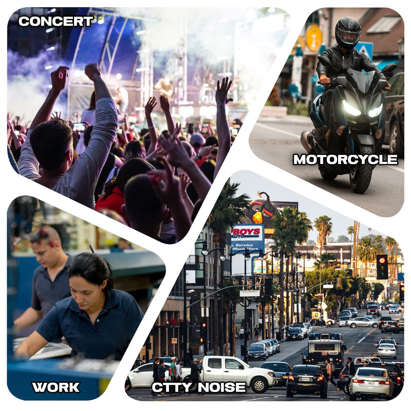 Noise Reduction Earplugs, 2 Pairs Reusable High Fidelity Concert Earplugs With Cord, Hearing Protection For Motorcycle, Work, Construction, Rave, Party, Airplane, Travel (26Db) - NewNest Australia