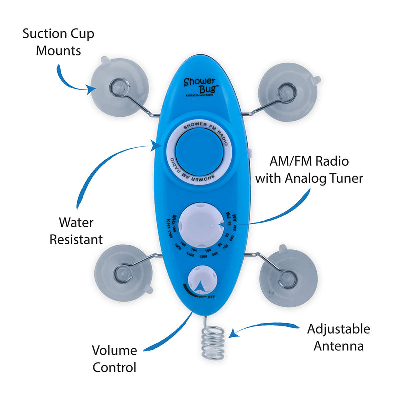 Zadro Water Resistant AM/FM Showerbug Shower Radio - NewNest Australia