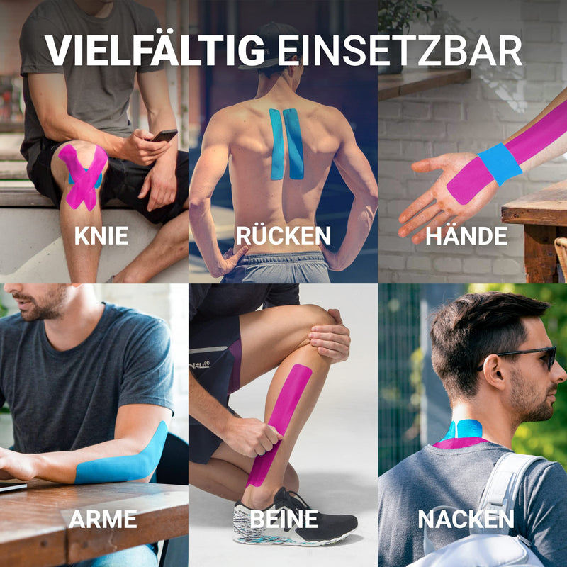 Truetape Basic Kinesiology Tapes Pre-Cut Tape Duo Pack Kinesiology Tape Waterproof And Elastic Skin-Friendly 2 X 20 Precut Stripes Each 25 Cm X 5 Cm Pink And Blue - NewNest Australia