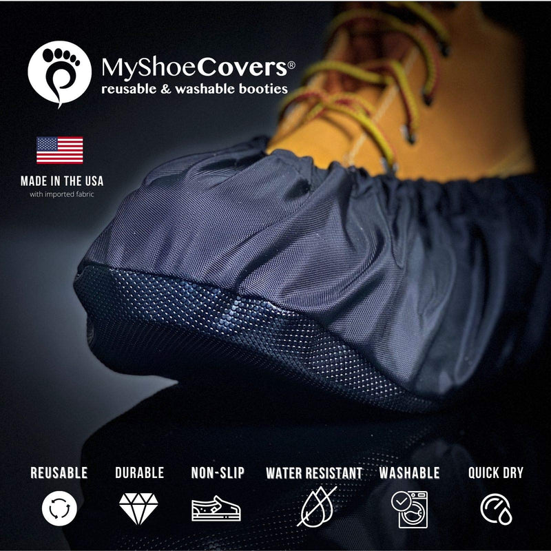 MyShoeCovers Premium Reusable Shoe and Boot Covers for Contractors - 1 Pair, Black, Small - NewNest Australia