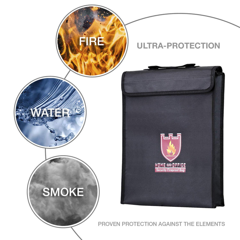 ExpertPower Office Security File Safety Bag | Fireproof and Water-Resistant Pouch for Document Money and Envelop Holder Black Document Bag - NewNest Australia