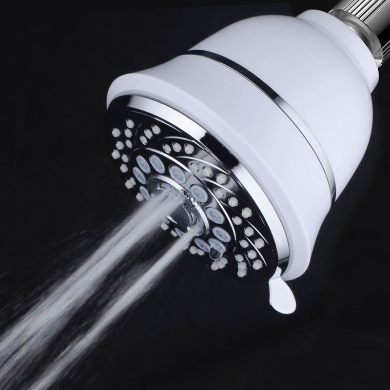 AquaCare By Hotel Spa Filtered Shower Head 4 Inch Chrome Face 6 Setting Showerhead with 3 Stage Shower Filter Cartridge Inside. (Dual White/Chrome Finish) - NewNest Australia