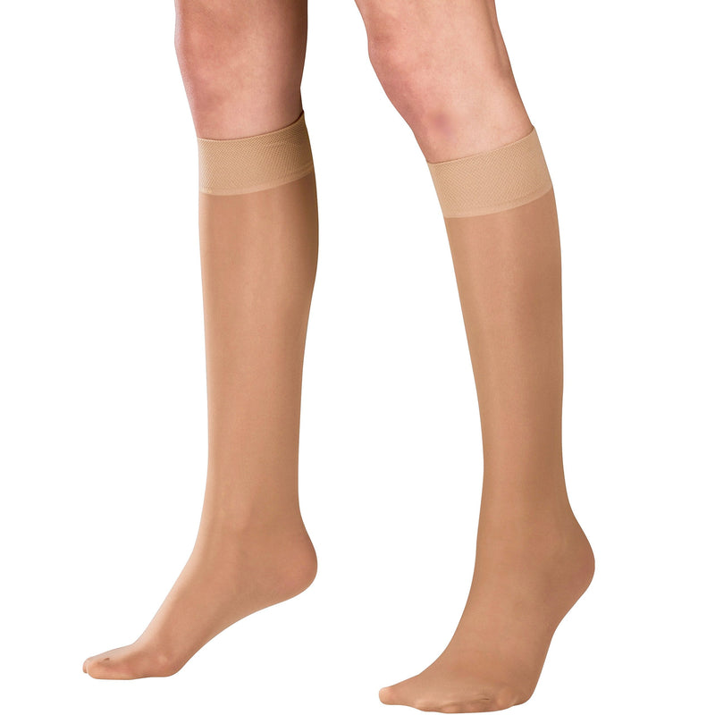 Truform Sheer Compression Stockings, 8-15 mmHg, Women's Knee High Length, 20 Denier, Beige, Large Large (1 Pair) - NewNest Australia