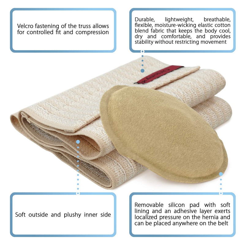ORTONYX Premium Umbilical Hernia Belt for Men and Women / 6.25" Abdominal Binder With Hernia Support Pad - Navel Ventral Epigastric Incisional and Belly Button Hernias - Beige OX5241-L/XL Large/X-Large (Pack of 1) - NewNest Australia