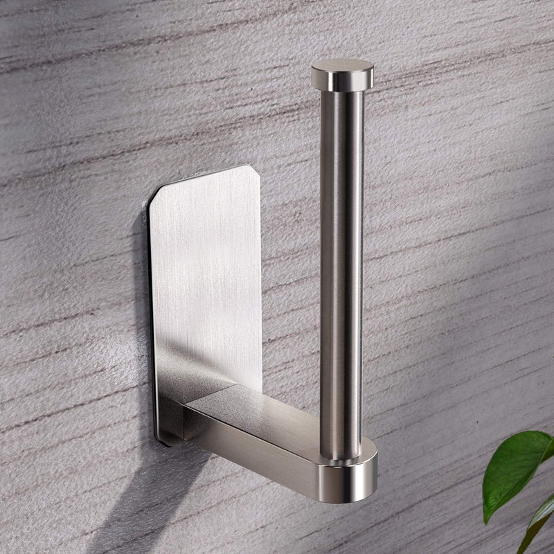 Toilet Paper Holder Self Adhesive - VAEHOLD Kitchen Washroom Adhesive Toilet Roll Holder No Drilling for Bathroom Stick on Wall Stainless Steel Brushed Silver - NewNest Australia