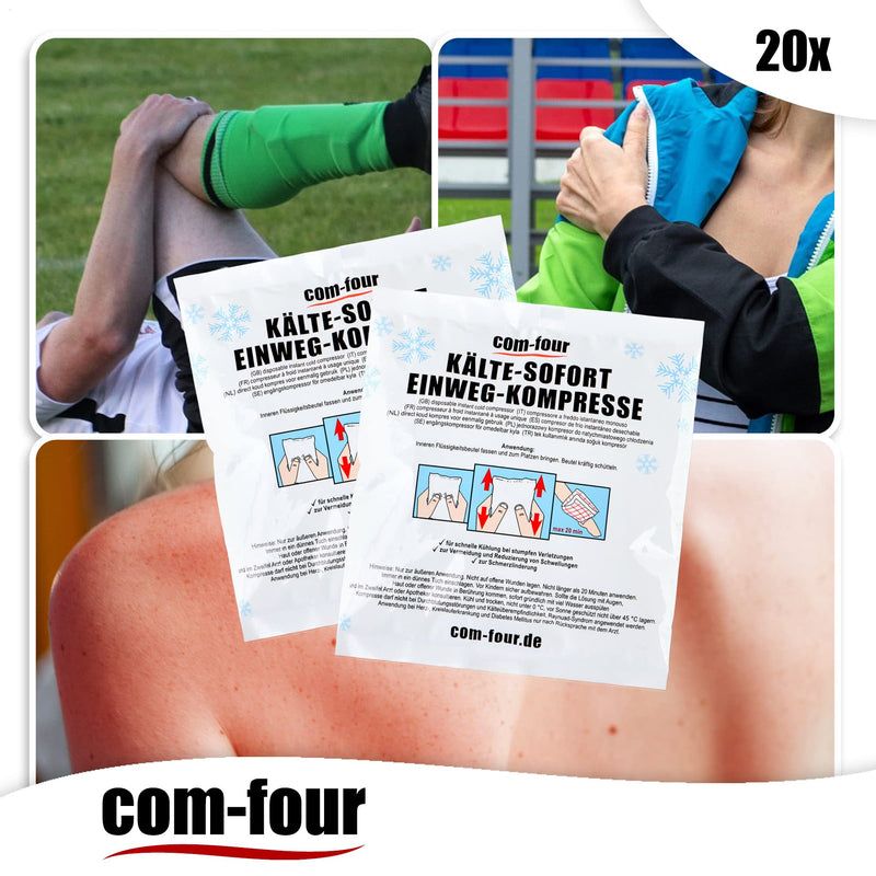 com-four® 20x disposable cold instant compress for kinking, cold pack for immediate cooling, cold pack for first aid measures, cooling pad for external use (20 pieces - 15x17cm) 20 pieces - 15x17cm - NewNest Australia