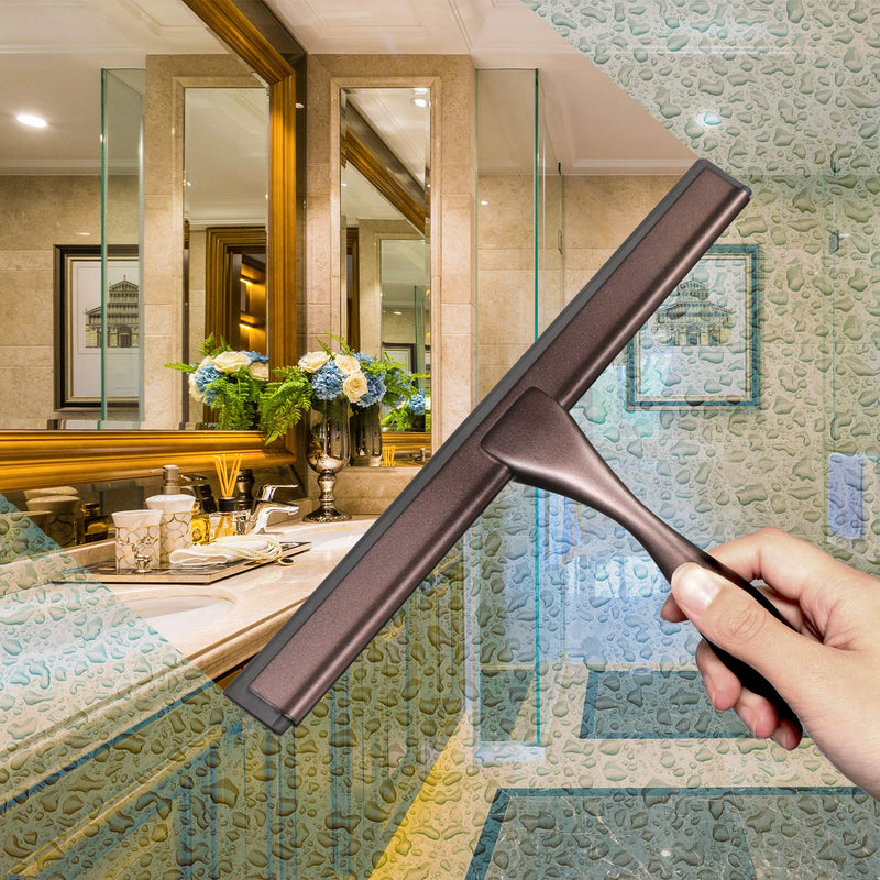 HIWARE All-Purpose Shower Squeegee for Shower Doors, Bathroom, Window and Car Glass - Bronze, Stainless Steel, 10 Inches 10-Inch - NewNest Australia