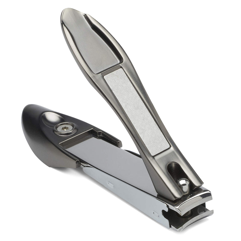 KLIPP Nail Clippers with Catcher – Heavy Duty Stainless Steel Fingernail and Toe Nail Cutter with Curved Surgical Blades and Built-In Nail File – Ergonomic Handle with Wide Jaws for Thick Nails - NewNest Australia