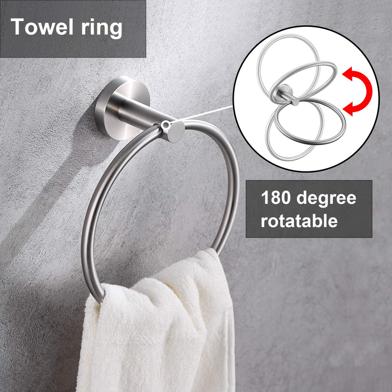 Brushed Nickel Toilet Paper Holder and Hand Towel Ring Set 2 Pieces Bathroom Hardware Accessories Set SUS 304 Stainless Steel Heavy Duty Wall Mounted Bathroom Holder Brushed Nickel - NewNest Australia