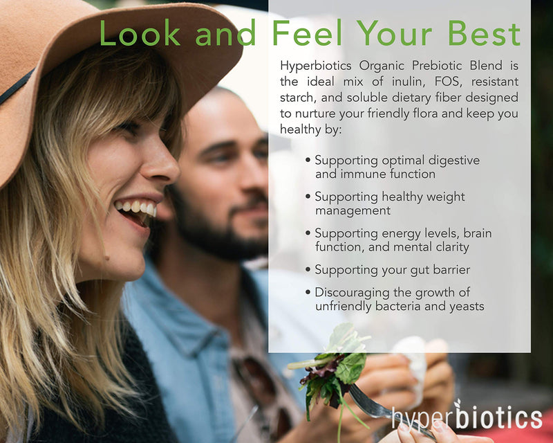 Hyperbiotics Organic Prebiotic Powder - Supports Healthy Digestion and Growth of Beneficial Bacteria (with Jerusalem Artichoke and Acacia Fiber) - 375 Grams (54 servings) Prebiotic Fiber Supplement - NewNest Australia