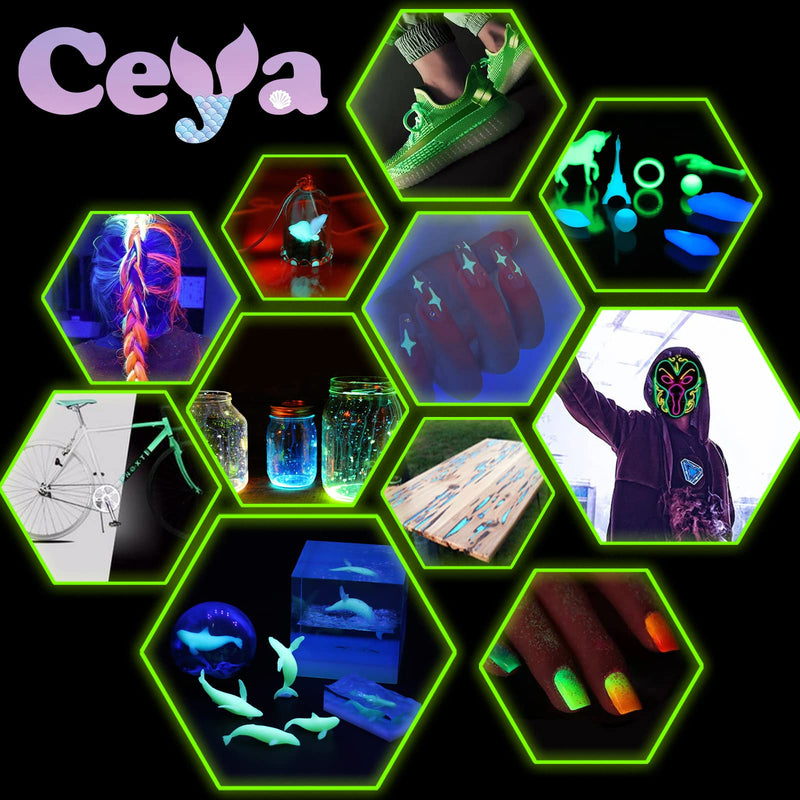 Ceya Fluorescent Aqua Glow Powder, 5.3oz/150g Glow in The Dark Pigment Powder, Luminous Powder Resin Color Pigment, Fluorescent Pigment Dye for Epoxy Resin Slime Paint Nail Art Party DIY Crafts - NewNest Australia