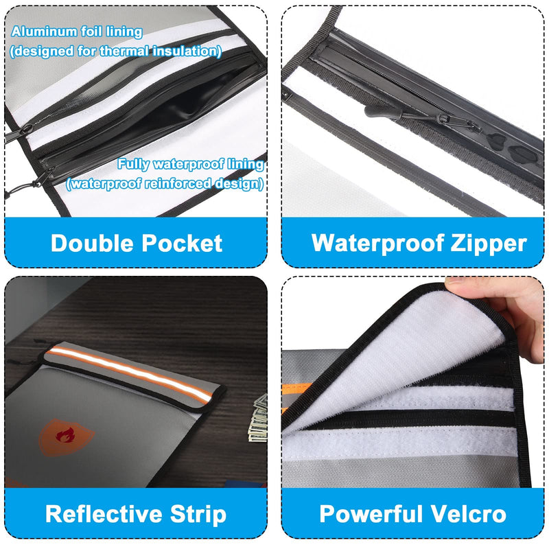2022 Upgraded Fireproof Bag for Documents (2200℉), Fireproof Money Bag for Cash with Zipper (Reinforced Fire Protection - Aluminum Foil Lining), Waterproof Document Pouch for Valuables - NewNest Australia