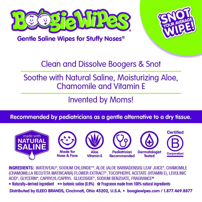 Boogie Wipes Gentle Wet Wipes for Baby and Kids, Face, Hand, Body & Nose, HSA/FSA Eligible, Made with Vitamin E, Aloe, Chamomile and Natural Saline, Fresh Scent, 30 Count, Pack of 3 - NewNest Australia