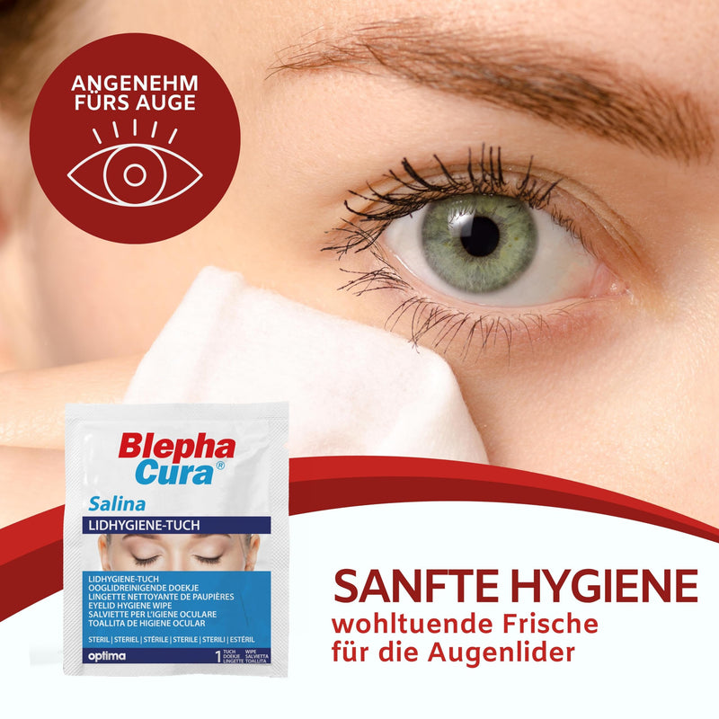 BlephaCura Salina 20x wipes for eye cleaning and eyelid hygiene, 100% viscose, sterile moistened disposable wipes, eye cleaning pads for eye care - NewNest Australia