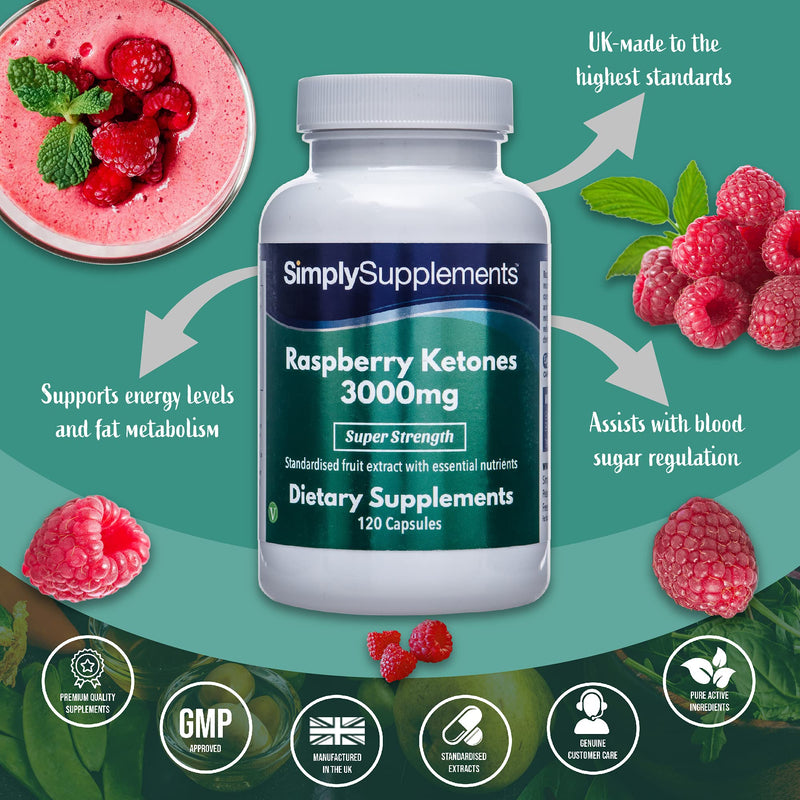 Raspberry Ketones 3000mg - 120 capsules - suitable for vegans - supply for 4 months - SimplySupplements - NewNest Australia