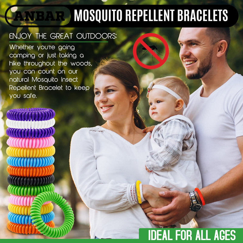 Anbar Mosquito Repellent Bracelets Bands for Adults and Kids, 14 Pack, All-Natural Deet-Free, Non-Toxic Protection, Stretchy Waterproof Anti-Mosquito Wristbands for Hiking and Camping - NewNest Australia