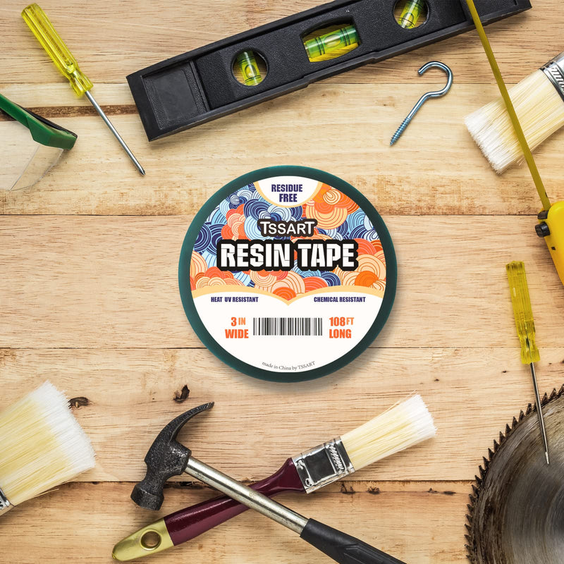 TSSART Resin Tape for Epoxy Resin Molding - Silicone Thermal Adhesive Tape, Oxidation and High Temperature Resistance Easy Peeling, Epoxy Release Tape for River Tables - 3 inch Wide 108FT Long - NewNest Australia