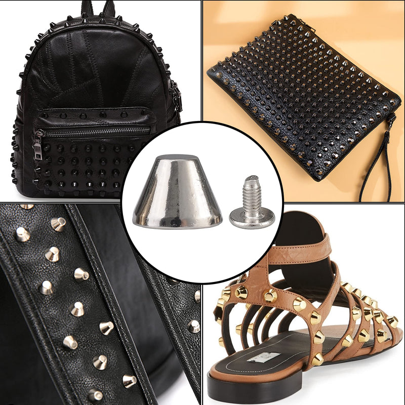 YORANYO 30 Sets 5/16" Height Spikes and Studs 8MM Handbag Feet Silver Color Barrel Spikes Screw Back Punk Studs and Spikes Kit for Clothing Shoes Leather Craft Belts Bags Dog Collars Accessories - NewNest Australia