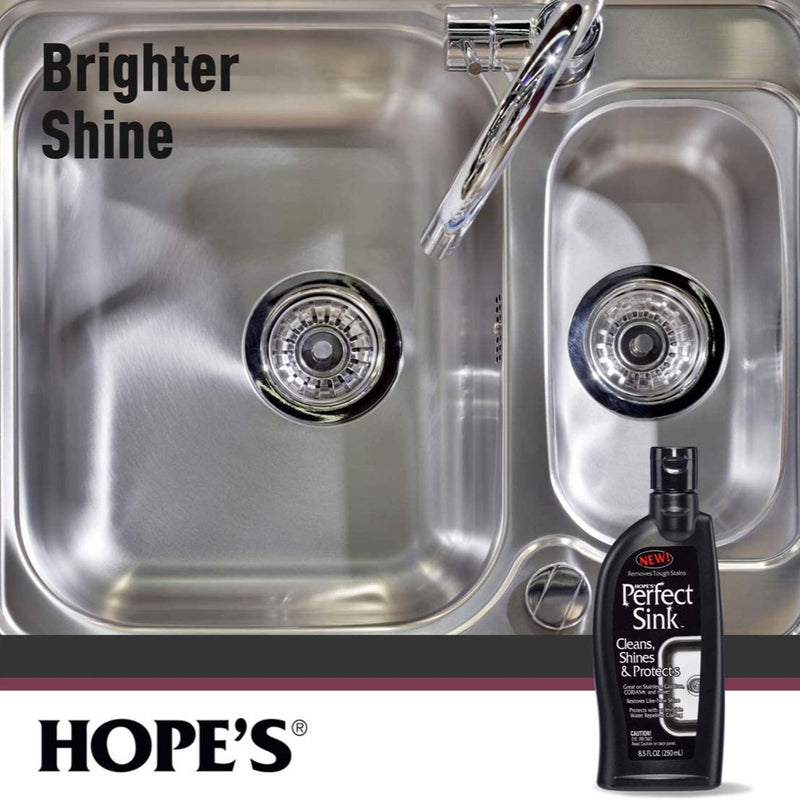 Hope's Perfect Sink Cleaner and Polish, Restorative, Water-Repellant, Removes Stains, Ideal for Brushed Stainless Steel, Cast Iron, Porcelain, Corian, Composite, Acrylic, 8.5 oz 2 Pack Pack of 2 - NewNest Australia