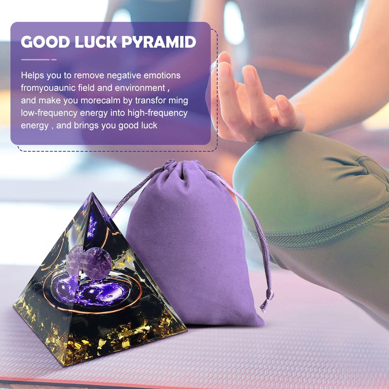 Crystal Pyramid, Moonstone Crystal Ogan Chakra Energy Tower, Positive Energy Generator, Nature Reiki Chakra Crushed Stone Jewelry for Healing Meditation Chakra Balance Amethyst - Eight Trigrams - NewNest Australia