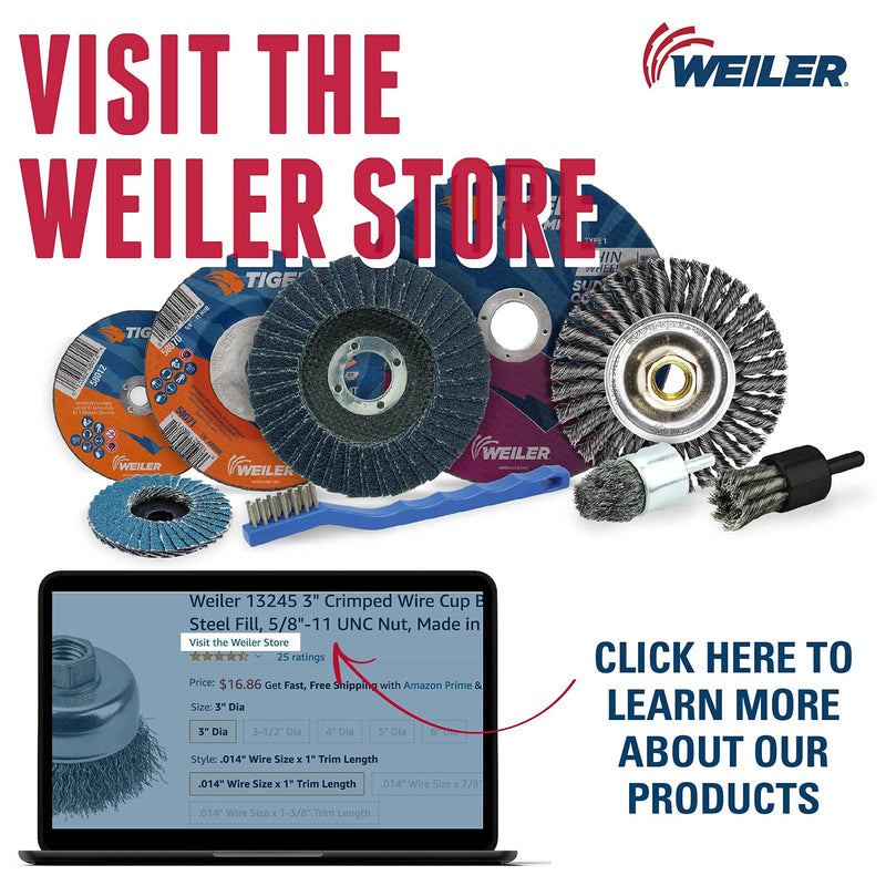 Weiler 13244 3" Crimped Wire Cup Brush, 0.014" Steel Fill, 1/2"-13 UNC Nut, Made in The USA - NewNest Australia