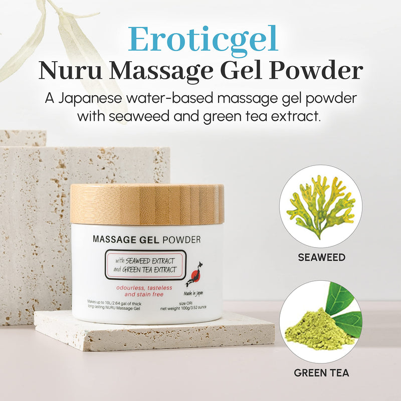 Massage Gel Therapy Powder 100g | Seaweed & Green Tea | Made in Japan | Paraben & Glycerine Free | Makes 10 liters - NewNest Australia
