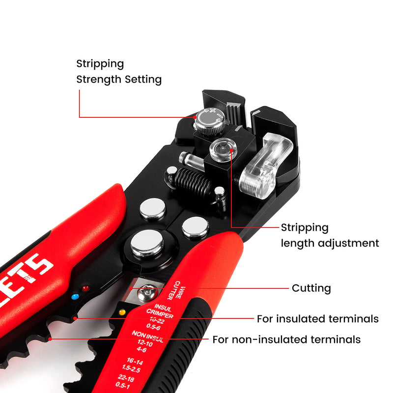 KAIWEETS Self Adjusting Wire Stripper - 3 in 1 Heavy Duty Automatic Wire Stripping Tool | 10-24 AWG Wire Cutter for Electrical Cable Cutting, Crimping Tool - NewNest Australia