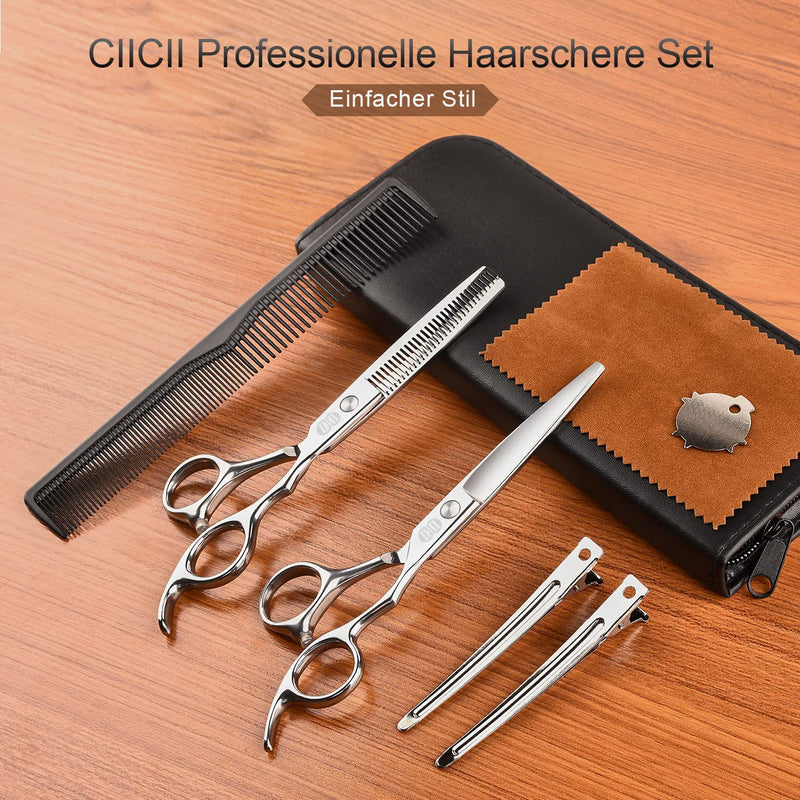 Hair Cutting Scissors, Ciicii Professional Hairdressing Scissors Set (Hair Scissors & Thinning Scissors) Hair Scissors Set For Men Women Pets Family Hairdresser Salon Silver Hair Scissors - NewNest Australia