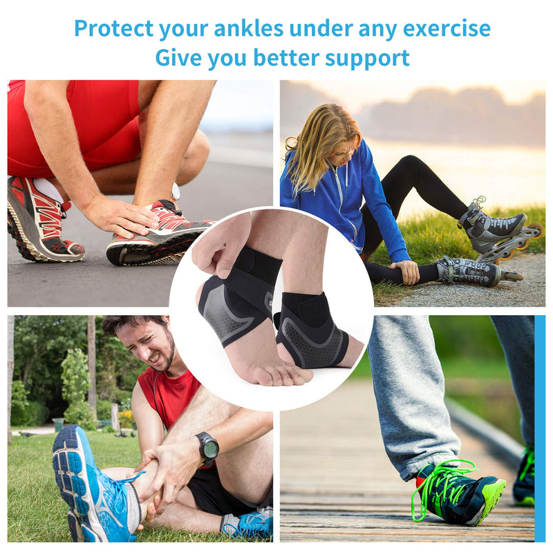 Hually Ankle Support, 1 Pair Adjustable Ankle Brace with Breathable & Elastic Nylon Material, Comfortable Ankle Wrap Sports Protect Against Chronic Ankle Strain Sprains Fatigue, One Size Fits All - NewNest Australia