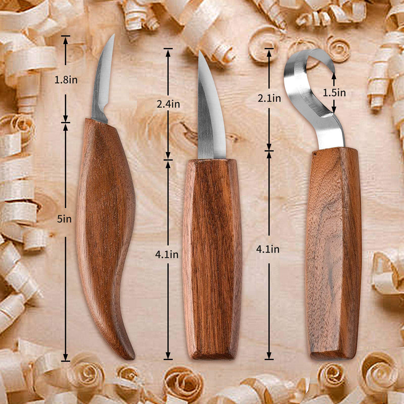 Olerqzer Wood Carving Tools for Beginners, 12-in-1 Wood Carving Kit with Carving Hook Knife, Whittling Knife, Chip Carving Knife, Gloves, Carving Knife Sharpener for Spoon, Bowl, Kuksa Cup - NewNest Australia