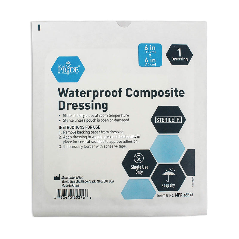 Medpride Waterproof Composite Wound Dressing Pads- 10-Pack, 6 inches by 6 inches Pads- Sterile, Individually Wrapped- for Men + Women- for Pressure Ulcers, Post Op Trauma-Injury-Medium Absorbency 6x6 Inch (Pack of 10) - NewNest Australia