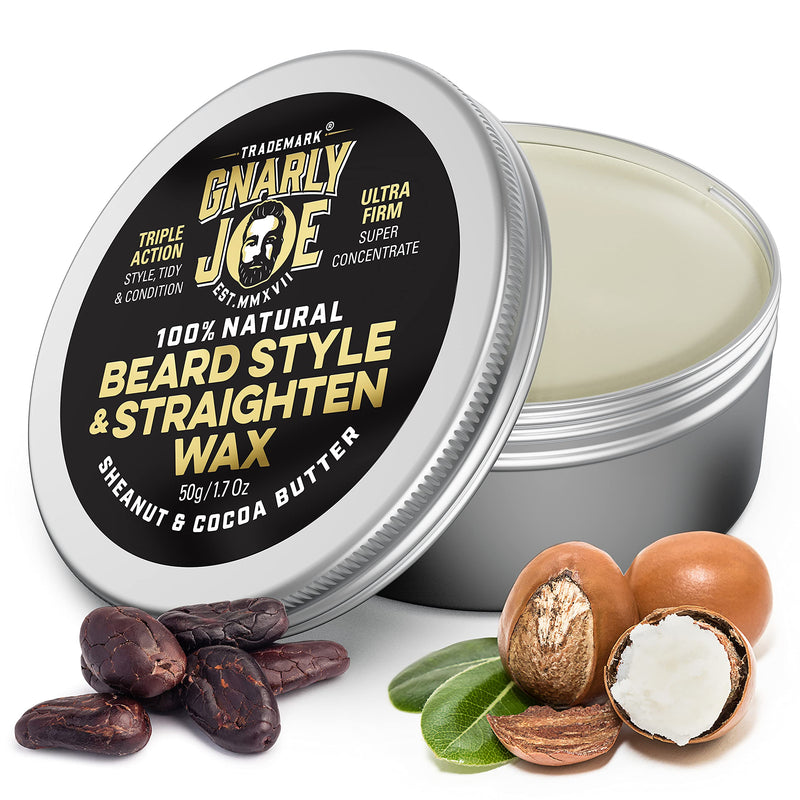 Gnarly Joe Beard Styling and Straightening Wax for Men, Unscented. 100% Natural Ingredients. Sheanut Butter, Cocoa Butter, Sweet Almond Oil. Ultra-Firm, 50 g - NewNest Australia