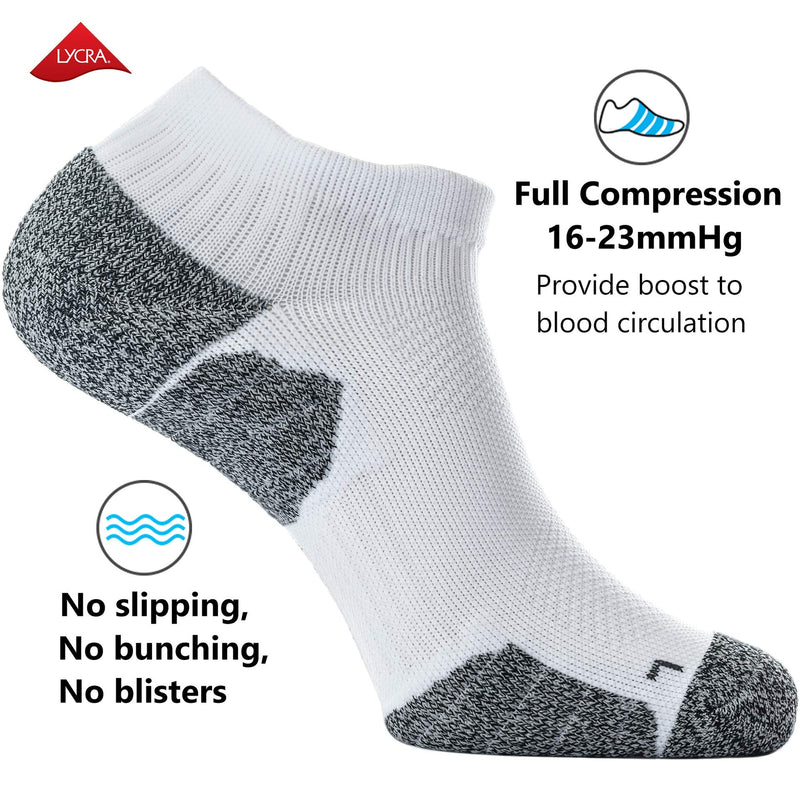 CWVLC Unisex Cushioned Compression Athletic Ankle Socks Multipack Large 6-pairs (Charcoal2,watermelon2,white2) - NewNest Australia