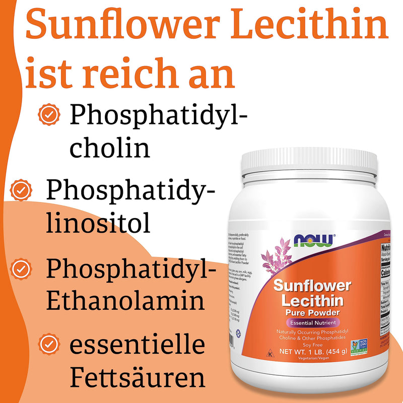 Now Foods, Sunflower Lecithin, Pure Vegan Powder, 454 g, Laboratory Tested, Gluten Free, Soy Free, Vegetarian - NewNest Australia