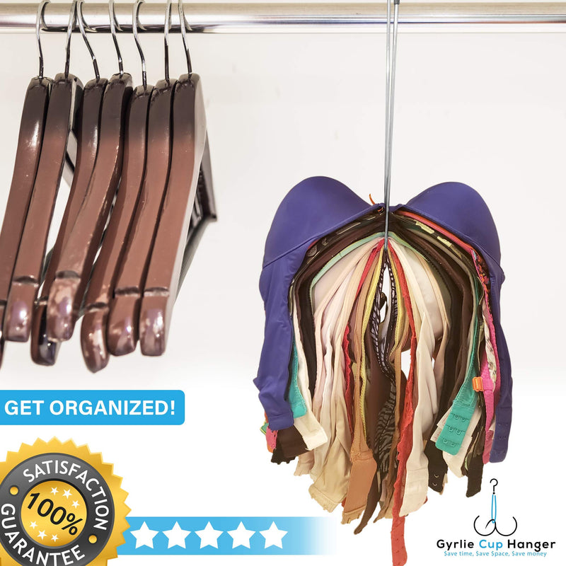 NewNest Australia - Gyrlie Cup Hanger Organizer for Lingerie, Bra, Belt, Purse and Scarves. Space Saving Drying and Storage Hangers for Closet or Laundry Room. 