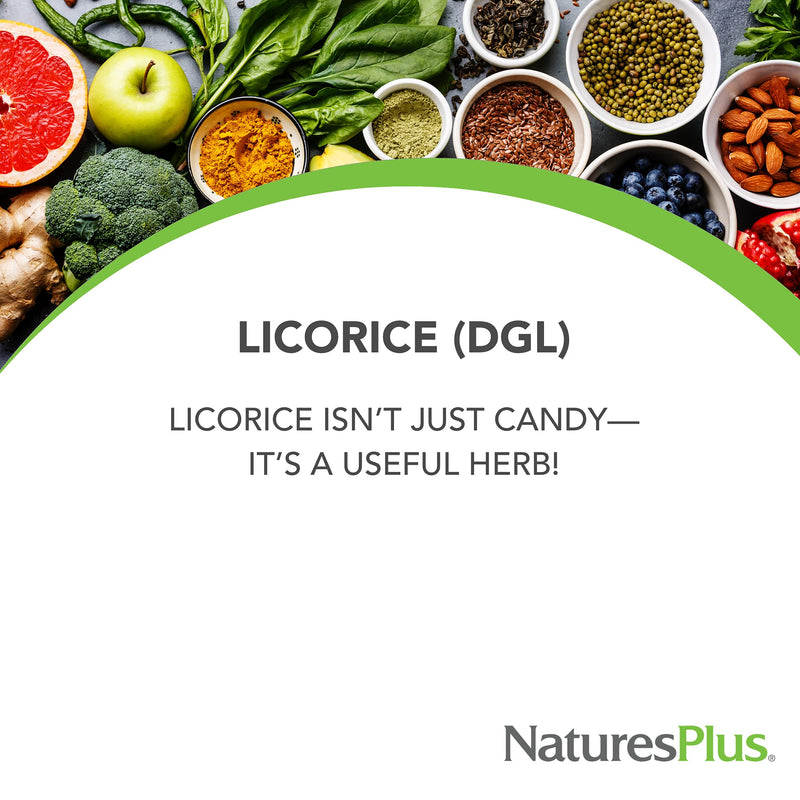 NaturesPlus Herbal Actives Licorice (DGL) Capsules - 500mg, 60 Vegan Supplements - Maximum Potency, Anti-Inflammatory, Stomach and Stress Reliever - Vegetarian, Gluten-Free - 60 Servings 60 Count (Pack of 1) - NewNest Australia