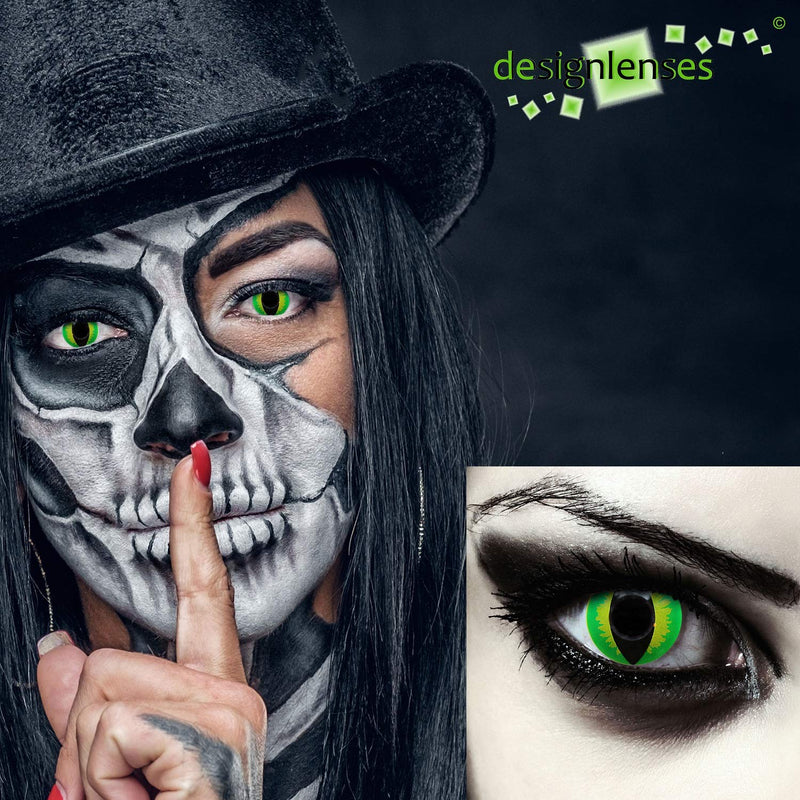 DESIGNLENSES, colored green cat eyes Halloween costume contact lenses, 1 pair (2 pieces), soft dragon colored lenses without strength, "Green Dragon" Green Dragon - NewNest Australia