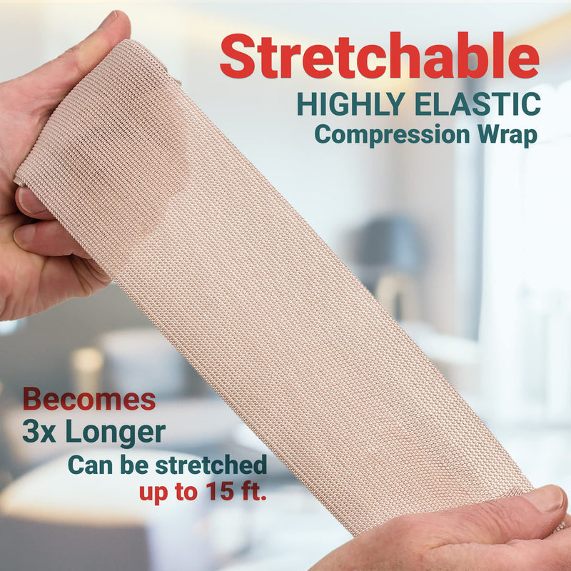Elastic Compression Bandage - Premium Quality (Set Of 4) With Hooks, Sports Band Rollers For Ankle Wrist Bandages Measurements (2) - 4" X 5Ft (2) - 3" X 5Ft (5Ft) - NewNest Australia