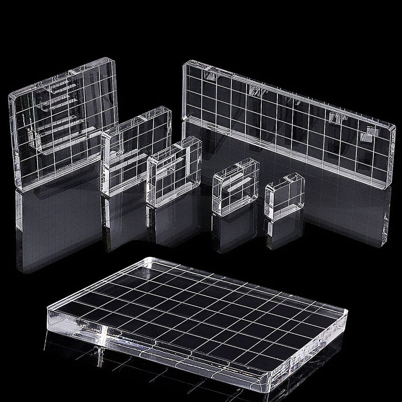 Whaline 6 Pieces Acrylic Stamp Block Clear Stamping Tools Set with Grid Lines for Scrapbooking Crafts Card Making, Assorted Sizes - NewNest Australia