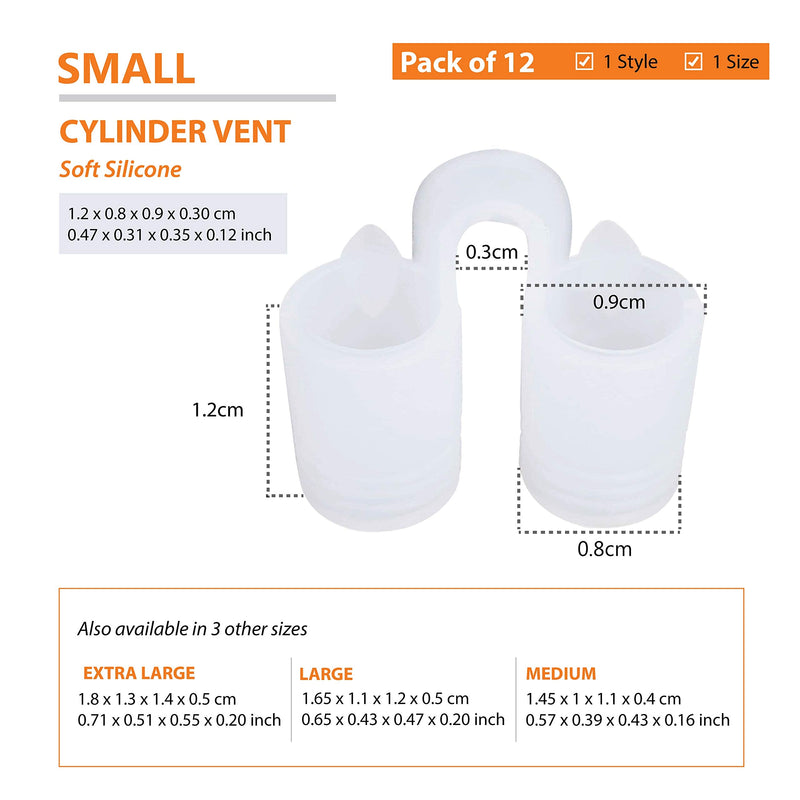 Nose Vent Sinus Relief Dilator (Pack of 12 Small Size) Soft Silicone Vents - A Simple Solution for Nasal Snorers - Reusable Snoring Device to Enjoy a Peaceful Night's Sleep - by Mobi Lock - NewNest Australia