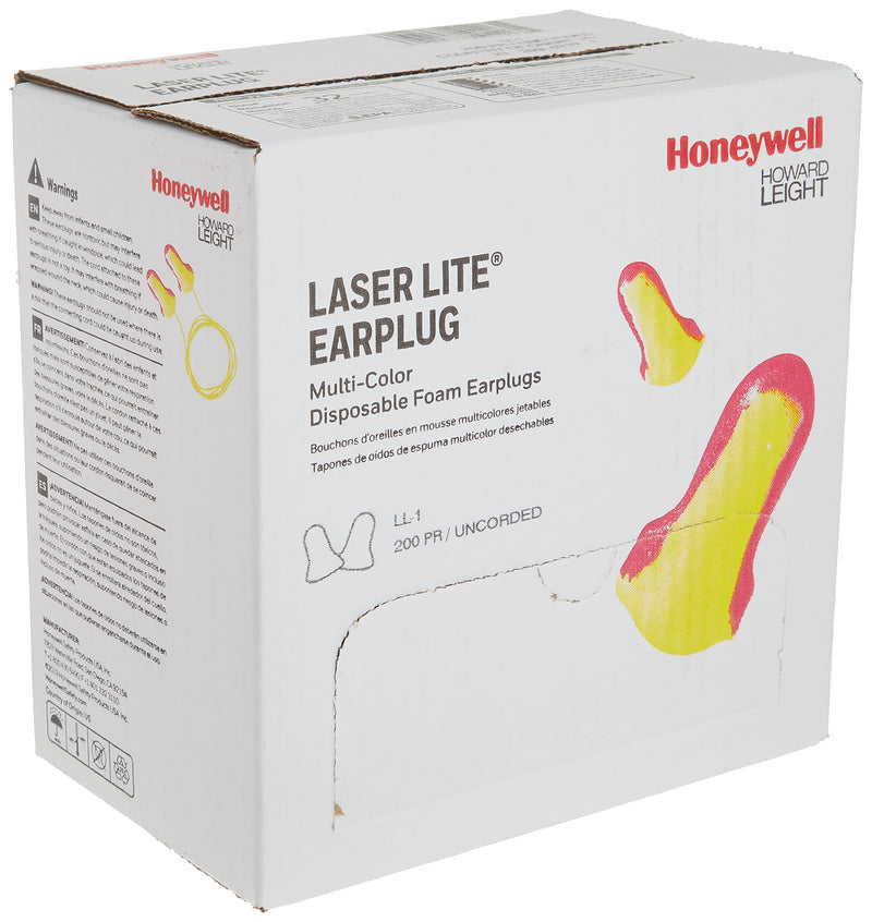 Howard Leight by Honeywell Laser Lite High Visibility Disposable Foam Earplugs, Pink/Yellow , 200-Pairs (LL-1) - 3301105 - NewNest Australia