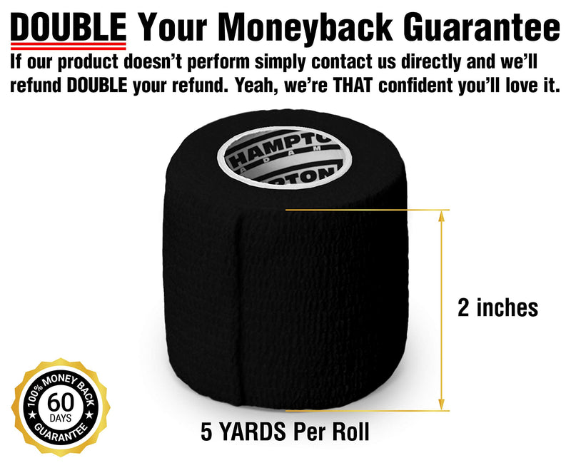 (14-Pack) 2” x 5 Yards | Black Self Adhesive Bandage Wrap – Breathable Self Adherent Wrap for People & Pets - Athletic Elastic Cohesive Bandage for Sports Injury: Ankle, Knee & Wrist sprains - NewNest Australia
