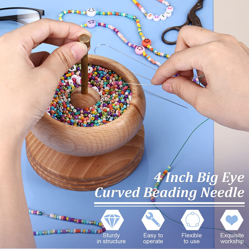 10 Pieces 4 Inch Big Eye Curved Beading Needle Stainless Steel Beading Needles Silver Curved Sewing Needles DIY Bead Spinner Needles Craft Curved Needles Sewing Tool for Bead Needles Tool Accessories - NewNest Australia