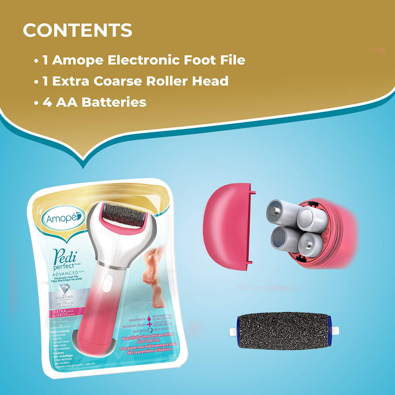 Amope Pedi Perfect Spa Experience Pampering Pack containing an electronic foot file, 2 pairs of macadamia oil foot masks and 2 refills (Packaging May Vary) 2 Count (Pack of 1) - NewNest Australia