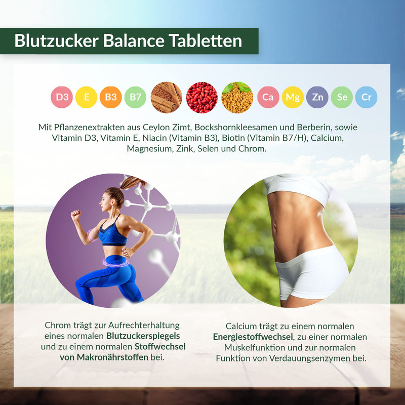 90 Blood Sugar Balance Tablets For 3 Months With Plant Extracts From High-Quality Ceylon Cinnamon, Fenugreek, Berberine, Chrome Picolinate, Vitamins And Minerals (90 Tablets) - NewNest Australia