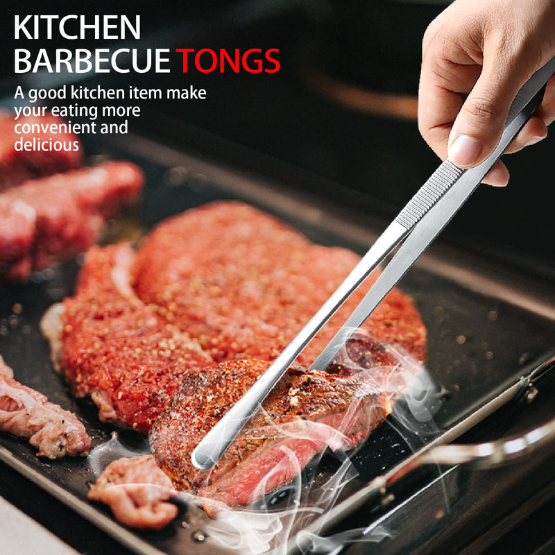 4 Pcs Cooking Fine Tweezers Tongs, 12''&10'' Stainless Steel Food Tweezers Set, Professional Kitchen Long Tweezer for Cooking,Repairing,Sea food,BBQ,Multi-use Color2 - NewNest Australia