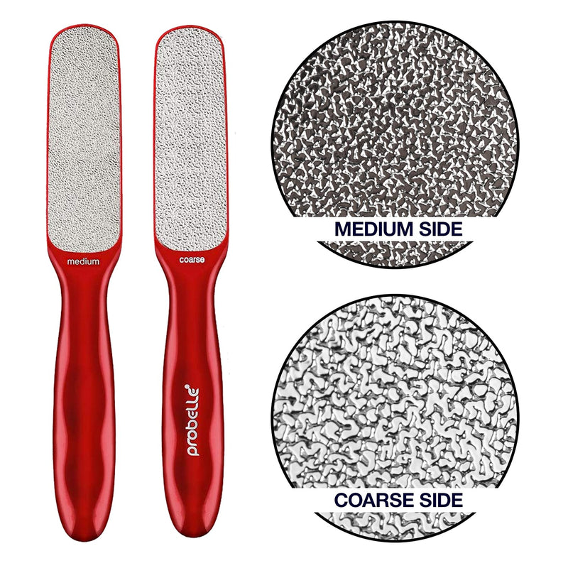 Probelle Double Sided Multidirectional Nickel Foot File Callus Remover - Immediately Reduces calluses and Corns to Powder for Instant Results, Safe Tool (Red) Red - NewNest Australia