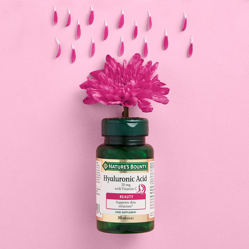 Nature's Bounty Hyaluronic Acid 20 mg with Vitamin C Capsules - Pack of 30 Capsules - Supports collagen formation and skin structure - Antioxidant support against free radicals - Gluten Free - NewNest Australia