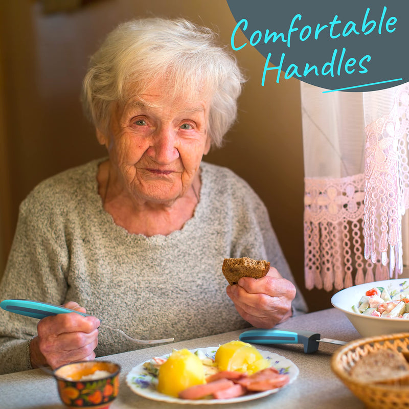 iMedic Easy Grip Cutlery for Adult - 1 Set Cutlery for Disabled Hands - Dishwasher Safe Disabled Cutlery for Adults - Disability Cutlery for Adults - Cutlery for Arthritic Hands Blue - NewNest Australia